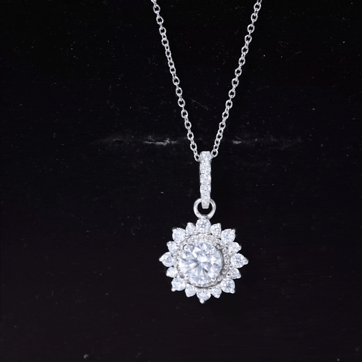Vintage-inspired 1 carat moissanite pendant necklace by Rosec Jewels, featuring a classic design for weddings.
