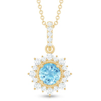 Natural 0.8 Carat Aquamarine Pendant Necklace with Diamond Halo