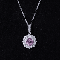 Natural 1.2 Carat Round Pink Tourmaline and Diamond Halo Pendant