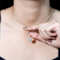 Natural 0.8 Ethiopian Opal Flower Necklace with Diamond Halo