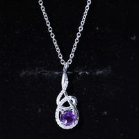 Designer Amethyst and Diamond Teardrop Pendant Necklace