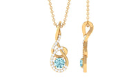 Natural 0.8 Carat Aquamarine Twisted Pendant Necklace with Diamond
