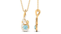 Natural 0.8 Carat Aquamarine Twisted Pendant Necklace with Diamond