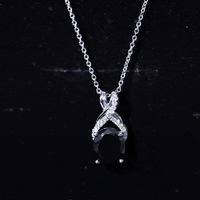 4 Carat Oval Lab Created Black Diamond Infinity Necklace With Chain