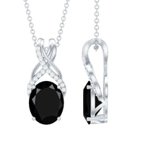 4 Carat Oval Lab Created Black Diamond Infinity Necklace With Chain