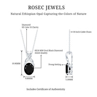 4 Carat Oval Lab Created Black Diamond Infinity Necklace With Chain