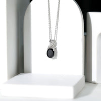 4 Carat Oval Lab Created Black Diamond Infinity Necklace With Chain