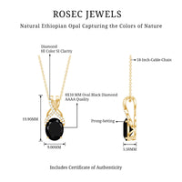 4 Carat Oval Lab Created Black Diamond Infinity Necklace With Chain