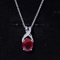 4 Carat Oval Lab Created Ruby Pendant with Diamond Bail