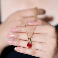 4 Carat Oval Lab Created Ruby Pendant with Diamond Bail