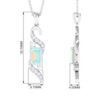 Contemporary 2 Carat Emerald Cut Ethiopian Opal Pendant Necklace with Diamond