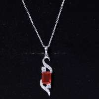 1 Carat Emerald Cut Fire Opal Designer Pendant with Diamond