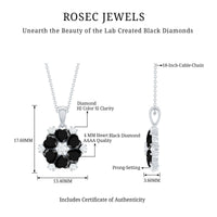 Heart Lab Created Black Diamond Flower Pendant Necklace