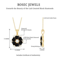 Heart Lab Created Black Diamond Flower Pendant Necklace