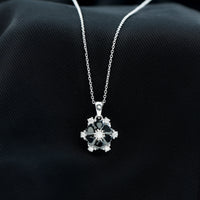 Natural Heart Shape Black Spinel Flower Pendant Necklace with Diamond