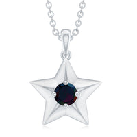 Real Half Carat Black Opal Star Pendant Necklace for Women