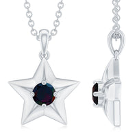 Real Half Carat Black Opal Star Pendant Necklace for Women