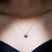 Natural Black Opal Hexagon Pendant Necklace With Chain