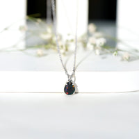Natural Solitaire Black Opal Teardrop Necklace With Chain