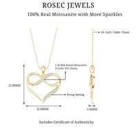 Certified Moissanite Infinity Heart Pendant Necklace