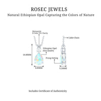 Real Ethiopian Opal Teardrop Necklace with Moissanite