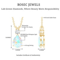 Real Ethiopian Opal Teardrop Necklace with Moissanite