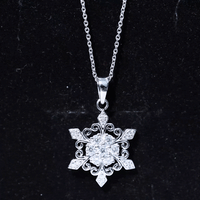 Vintage Inspired Moissanite Snowflake Pendant Necklace