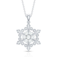 Vintage Inspired Moissanite Snowflake Pendant Necklace
