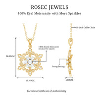 Vintage Inspired Moissanite Snowflake Pendant Necklace