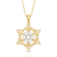Vintage Inspired Moissanite Snowflake Pendant Necklace