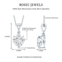 Sterling Silver 2 Carat Moissanite Heart Pendant Necklace