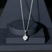 Certified 2 Carat Moissanite Solitaire Heart Necklace