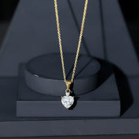 Certified 2 Carat Moissanite Solitaire Heart Necklace