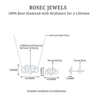Round cut diamond infinity heart jewelry set by Rosec Jewels featuring sparkling diamonds and elegant design.