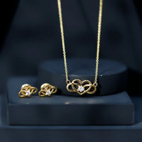 Round cut diamond infinity heart jewelry set by Rosec Jewels featuring sparkling diamonds and elegant design.