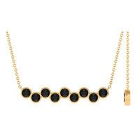 Black onyx bar pendant with 9 stones in bezel setting, elegant jewelry piece from Rosec Jewels