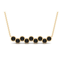 Black Onyx bar pendant necklace with nine stones in bezel setting by Rosec Jewels, showcasing elegant jewelry design.