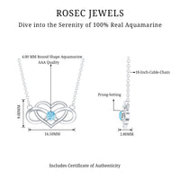 Certified Aquamarine Infinity and Heart Necklace