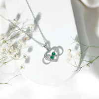 Lab Created Emerald Heart and Infinity Pendant Necklace