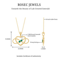 Lab Created Emerald Heart and Infinity Pendant Necklace