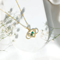 Lab Created Emerald Heart and Infinity Pendant Necklace