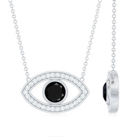 Gothic Lab Created Black Diamond Evil Eye Necklace With Diamond