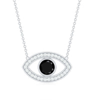 Gothic Lab Created Black Diamond Evil Eye Necklace With Diamond