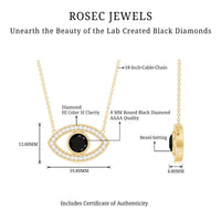 Gothic Lab Created Black Diamond Evil Eye Necklace With Diamond