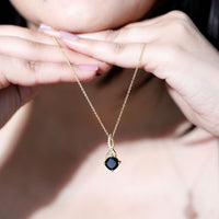 Cushion Cut Black Onyx Solitaire Infinity Necklace with Lab Diamond