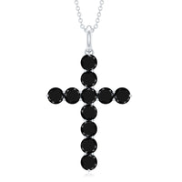 Lab Created Black Diamond Cross Pendant Necklace