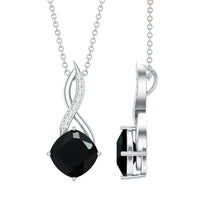 2 Carat Cushion Cut Black Spinel and Diamond Infinity Necklace