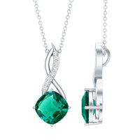 Cushion Cut 8MM Lab Created Emerald Infinity Necklace with Moissanite