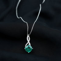 Certified Lab Created Emerald Infinity Necklace with Moissanite
