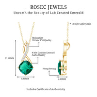 Certified Lab Created Emerald Infinity Necklace with Moissanite